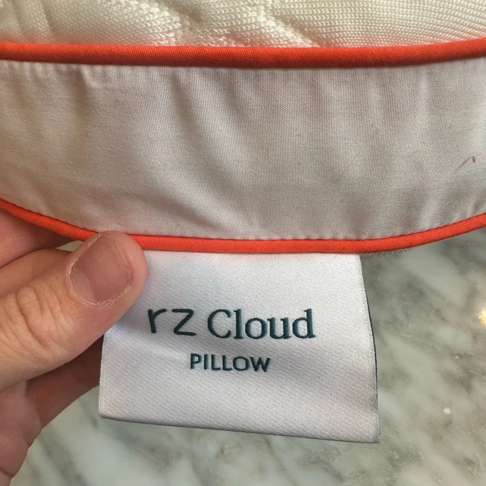 RZ Cloud Quilted Contour Pillow with Coral Piping